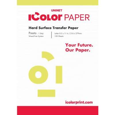 iColor Presto! 1 Step Silver Metallic Hard Surface Transfer Media 8.5 in x 11 in (216 x 279mm) - includes 100 pcs